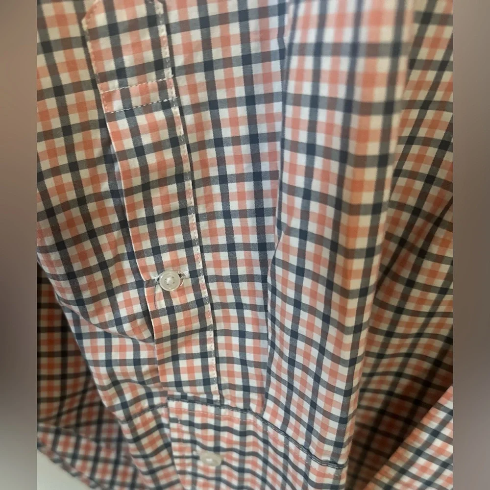 Men’s J. Crew 100% Cotton Button Classic Orange White Business Casual Shirt. XL.